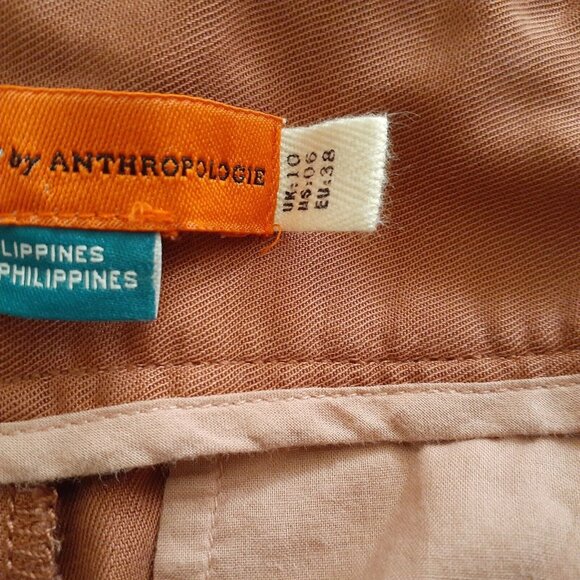 Cartonnier Anthropologie Cuff Pants Pleated Tie Front Rust High Waisted 6 - Picture 7 of 16